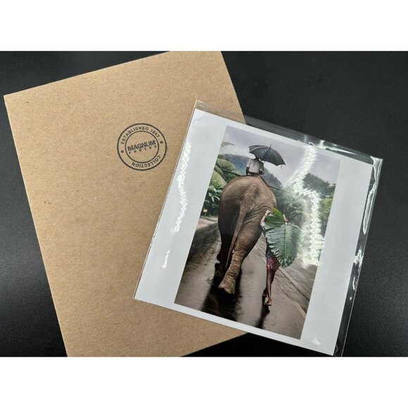 Magnum Square Print by Steve McCurry: Man Walks Behind an Elephant (Signed) - Picture 1 of 6
